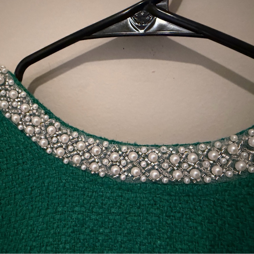 Green Tweed Blouse with Pearl Detail - Picture 8 of 13